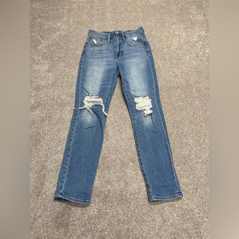 Madewell the perfect vintage jeans womens sz 25 high rise distress blue jeans